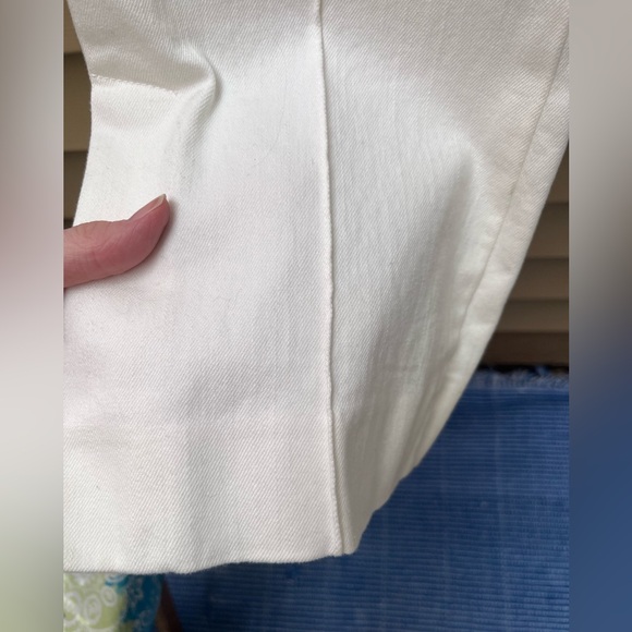 Donna Degnan Front Center Seam Wide Leg Side Slit Hem off White Pants, size 4 - Picture 12 of 12